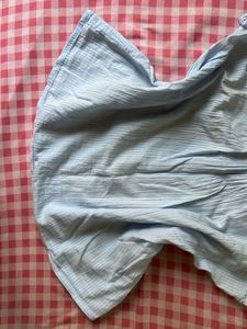 Light Blue Striped Peasant Top