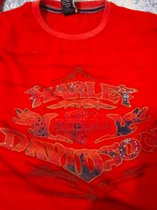Harley Davidson Red Graphic t-shirt  full sleeve