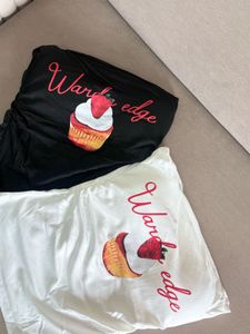 Cute Cupcake Graphic Paded Tube Top (Black &amp; White