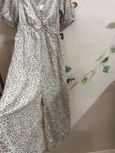 Leopard Print midi slit Dress