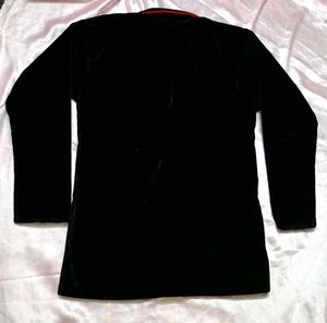 Velvet Black &amp; Red Trim Blazer