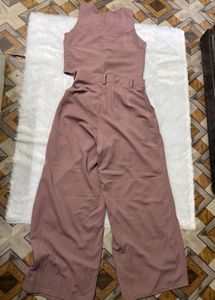 Mauve Chic 2-Piece Vest and Wide-Leg Pant Co-ord S