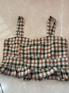 Plaid Ruffle Cami Top
