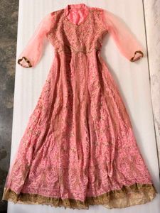 Elegant Pink Embroidered Gown