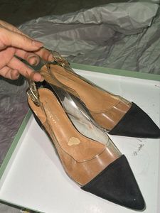 Chic Transparent Black Pointed Heels