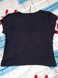 Women's Lace Tie Up V Neck Crop Top Casual Tshirt