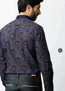 Mr Bowerbird Men Grey &amp; Blue Slim Fit Shirt