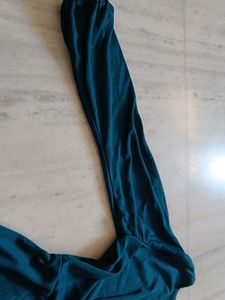 Elegant Teal Flowy Wrap  Dress