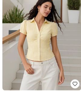 littlebox Chic Yellow Striped Button-Up Top