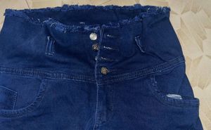 Dark Blue High-Waisted Jeans