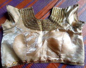 Elegant Gold + cream colour Embroidered Blouse