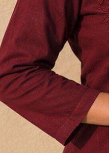Maroon Embroidered Kurta Top