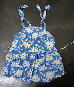 Blue Floral Sundress with Tie Straps