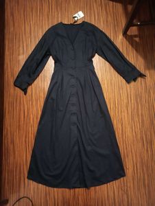 Navy Blue Classic Button-up maxi shirt dress