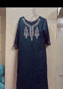 Embroidered Teal Kurta