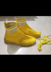 Bright Yellow Knit Sneakers