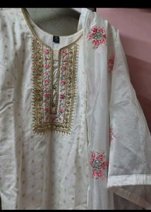 Elegant White Embroidered Kurta Set