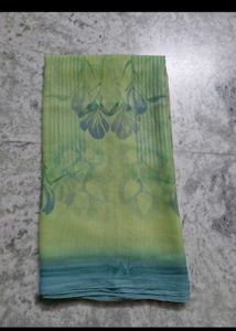 Beautiful Green Saree with Floral Print