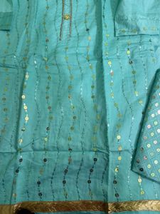 Beautiful Teal Kurta Set with Sequins