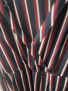 Multicoloured Striped Knee Length Dress