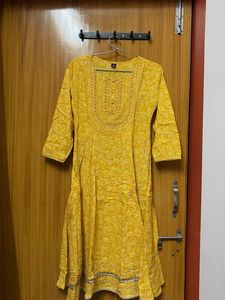 Yellow Printed Kurta Set with Dupatta