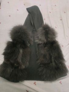fur sweater with cap
