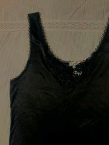 Black Lace Trim Camisole Top
