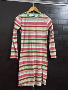 Striped Long Sleeve Knitted Dress