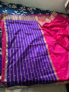 Vibrant Pink Saree with Stitched Blouse