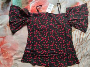 Chic Off-Shoulder Red Floral Top