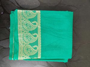 Hand-painted crepe saree