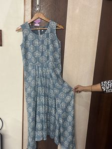 Bluish Grey Info-western Jumpsuit