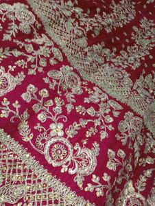 Wine Red Lehenga Set With Heavy Gold Embroidery