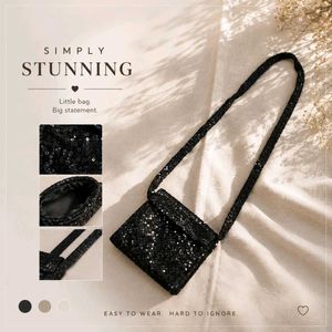 Sparkling Black Sequin Clutch Bag