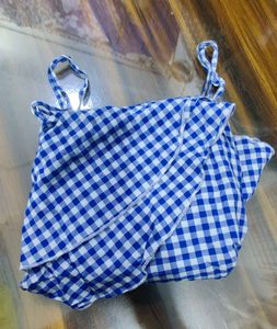 Blue Gingham Ruffle Cami Top