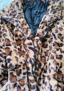 Leopard Print Faux Fur Jacket, furry coat