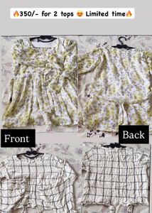 Two Cute Tops - Floral & Grid Pattern
