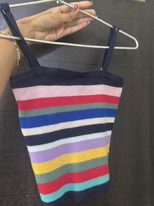 Vibrant Striped Knit Crop Top