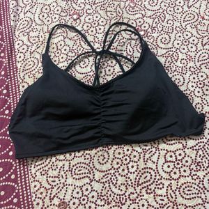 Black Strappy Crop Top Bra
