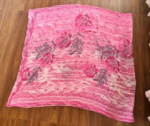 Pink Floral Georgette Saree with Stone-Work Pallu