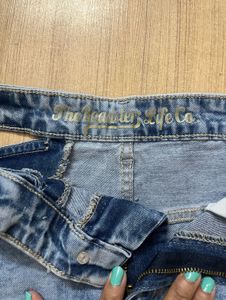 Blue Acid Wash Denim Mini Skirt