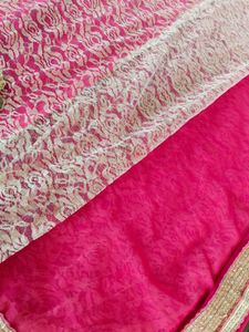 💓Pink &amp; Gold Lace Saree