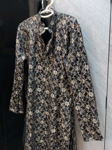 Men's Black Brocade Kurta