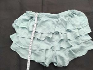 Light Blue Ruffled Mini Skirt with shorts attached