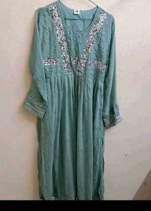 Elegant Teal Mirror Work Kurta