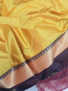 Yellow and coffeee colour Silk Saree