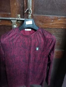 Stylish Red & Black Textured Long Sleeve Top