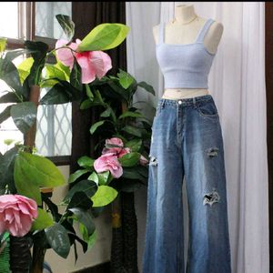 price fixed Blue Fuzzy Cropped Tank