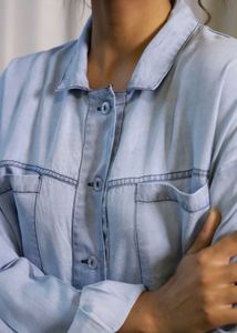 Airport Look Light Blue Denim Co-ord Set