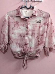 Chic Tie-Front Marble Print top